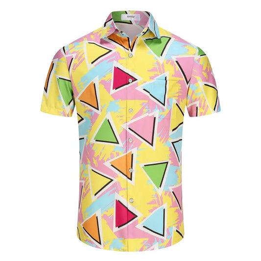 KYKU Men's Casual Button-Down Shirts Hawaiian Shirt Short Sleeve Beach Clothes with Pockets