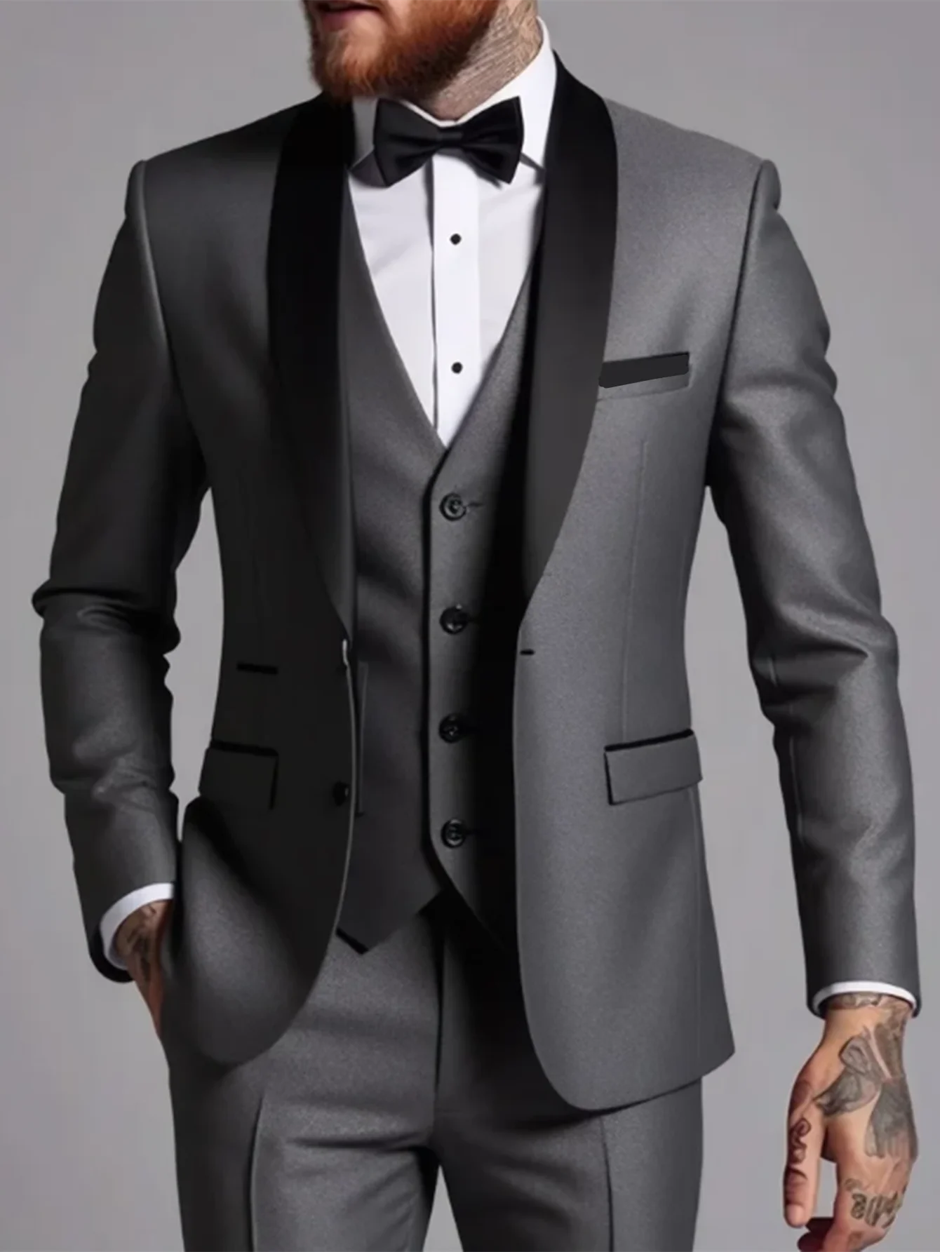 Men'S.Suit 3pcs Set,Jacket And Vest and Trousers, Fashionable Formal Wear, Suitable for Parties, Gatherings And Weddings.