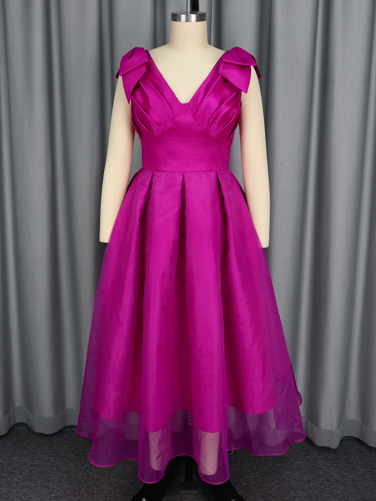 Elegant Shiny Party Dresses Bow Shoulder A Line Ankle Length Dress Women Formal Wedding Guest Evening Cocktail Semi Occasion