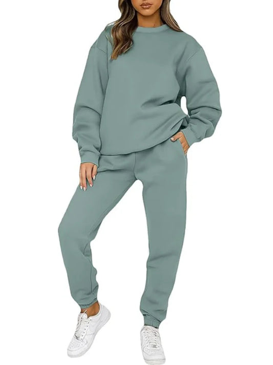 Casual Sets for Women 2 Piece Sweatsuit Outfits Long Sleeve Simple Commuting Pants Set Tracksuit