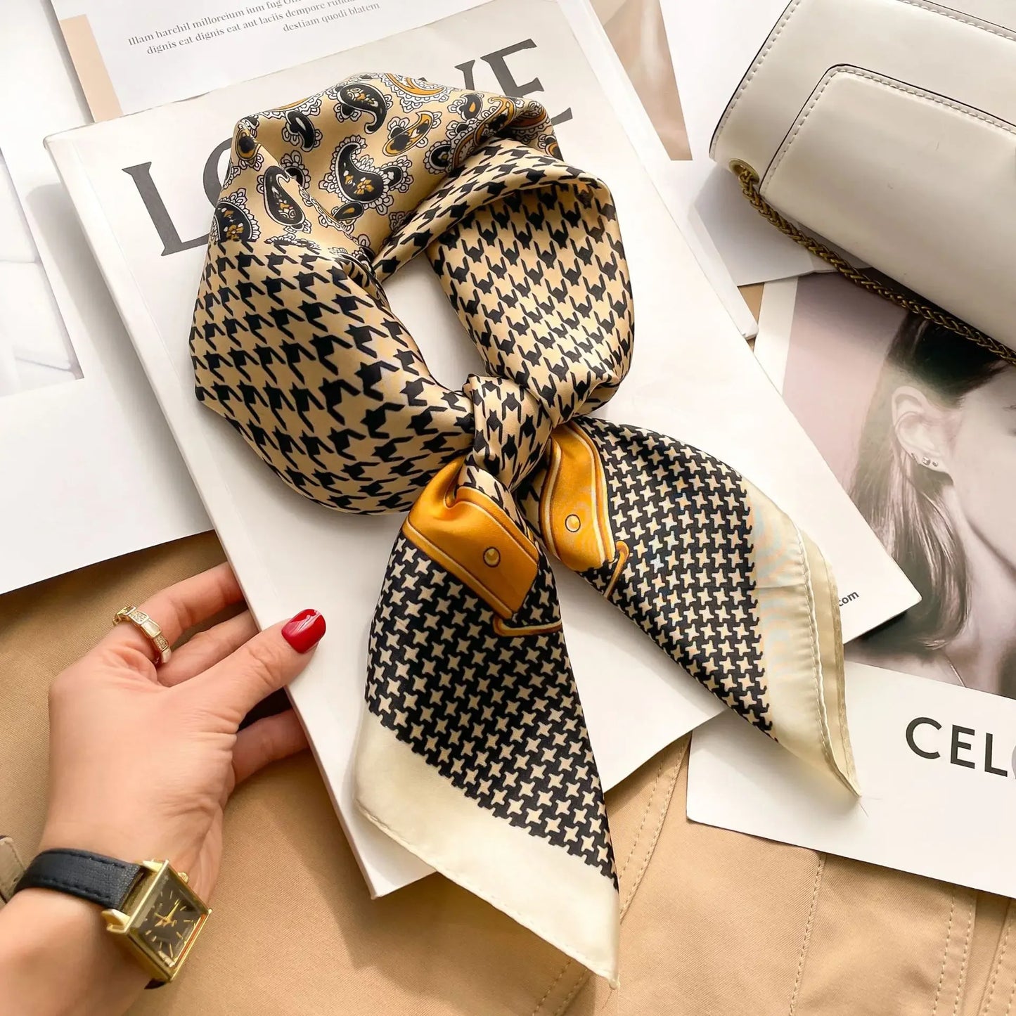 New Silk Scarf Neckerchief Women's Silk Square Scarf Purse Luxury Scarf for Women Designer Silk Headscarf SJ01