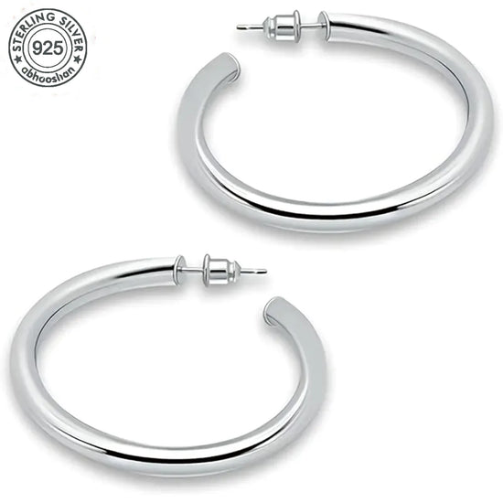 925 silver, large circle earrings, women&