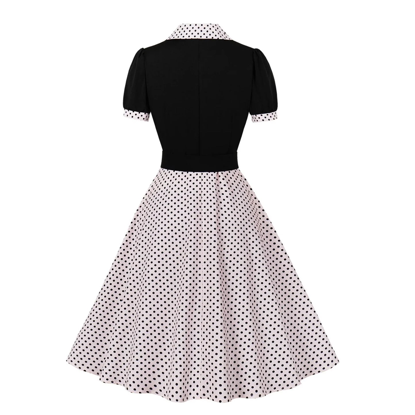 Women'S Vintage Polka Dot Lapel  Short-Sleeved Belt Dress Vestidos Mujer Veranoa 2025 Robe Femme Dress Women Women Clothing