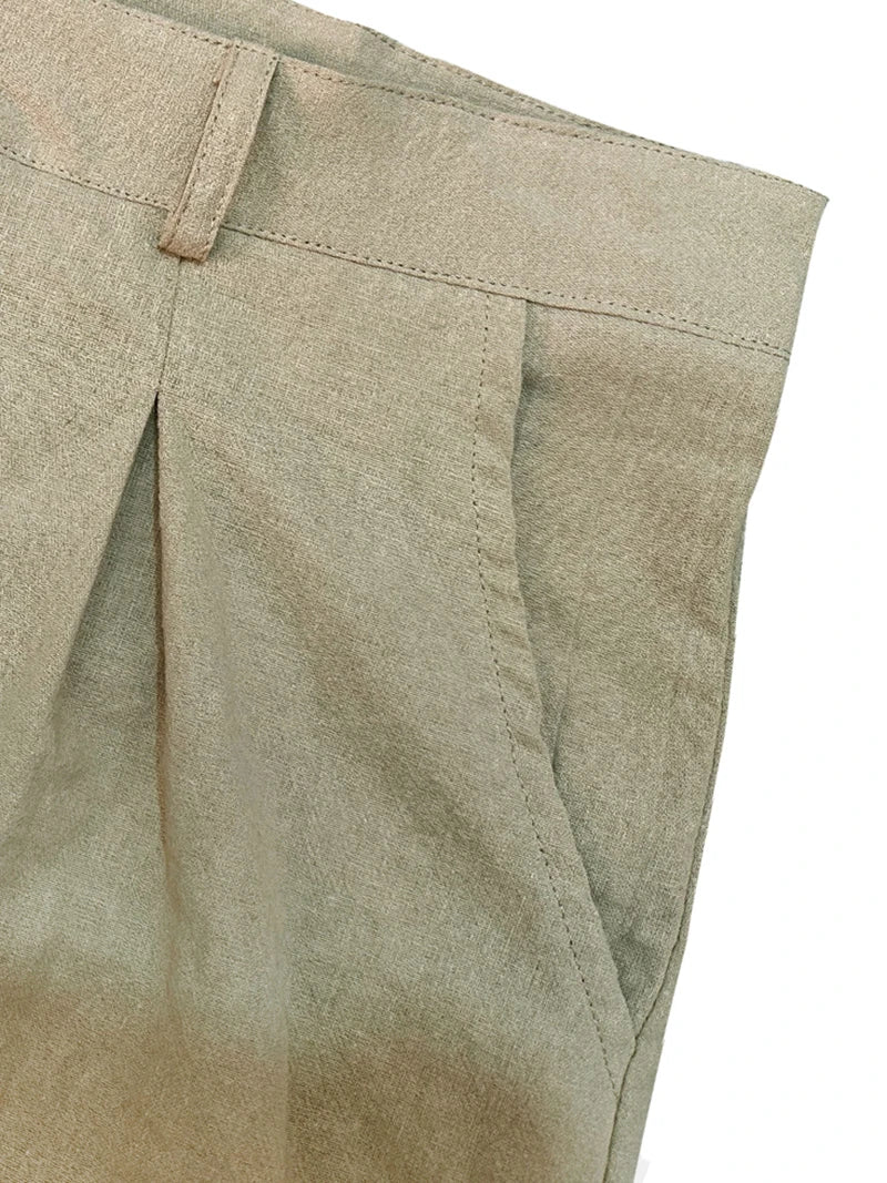 Men's Loose Fit Linen Trousers Casual Straight Leg Pleated Pants Lightweight Breathable for Work Commute Vacation Daily Wear