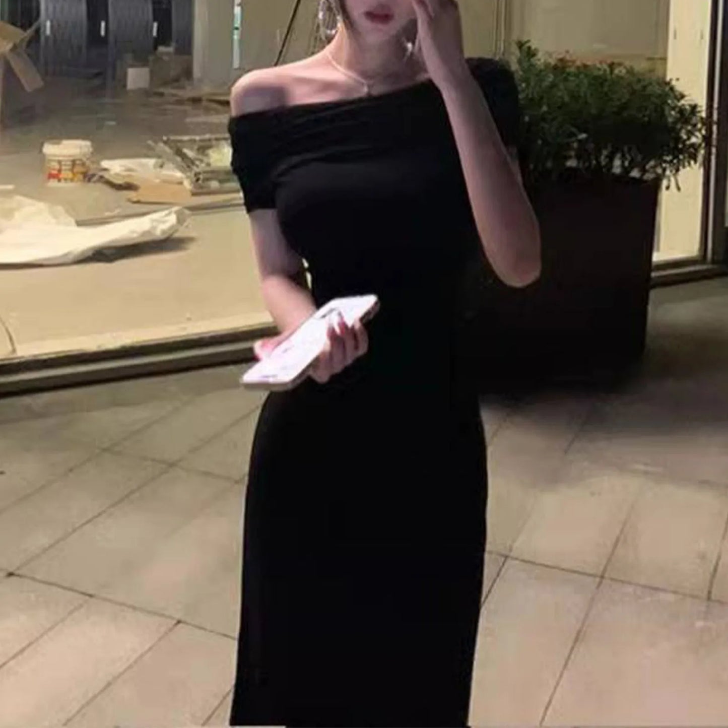 Elegant Off Shoulder Maxi Dress Bodycon Sweater Dress Solid Color Long Sleeve Knitted Party Dresses