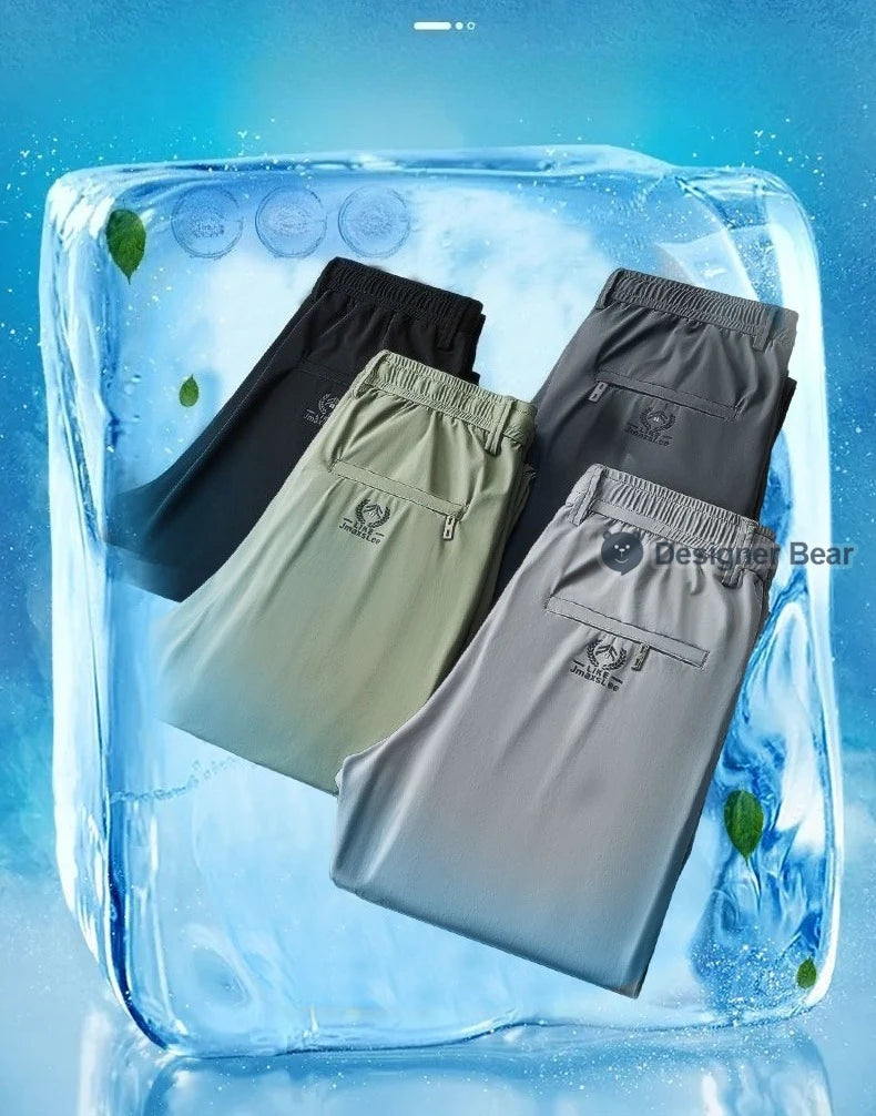 Summer Thin High Stretch Men's Casual Pants Straight Trousers Quick Dry Outdoor Jogging Running Work Sports Sweatpants for Man