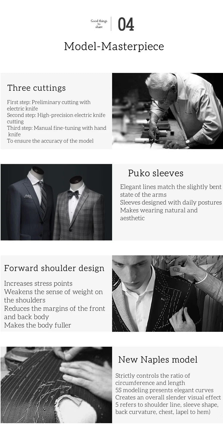 Men's 2-Piece Suit Plus Size Blazer European & American Fashion Striped Double-Breasted Suit Custom-Made Small Batch Blue Jacket
