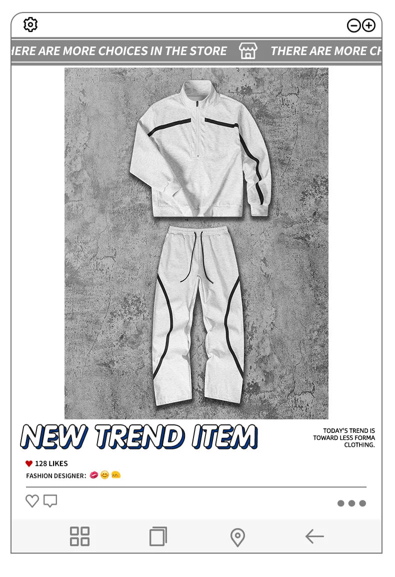 Men's Tracksuit Running Sets  Fashion Sportswear Windproof Suit