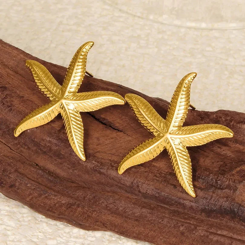 2025 New Stainless Steel Starfish Shell Earrings for Women Beach Vacation Style Luxury Thread Ear Dangle Jewelry Not Fading