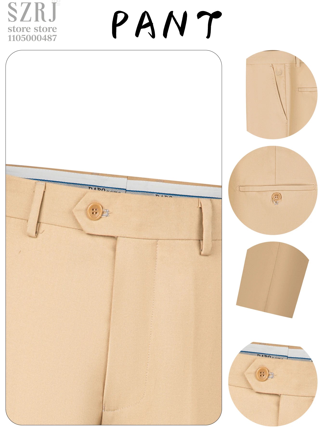 Men's 3pcs Floral Tuxedo Suit: Stand Collar, Double-Breasted Vest & Pants - Wedding/Party/Performance