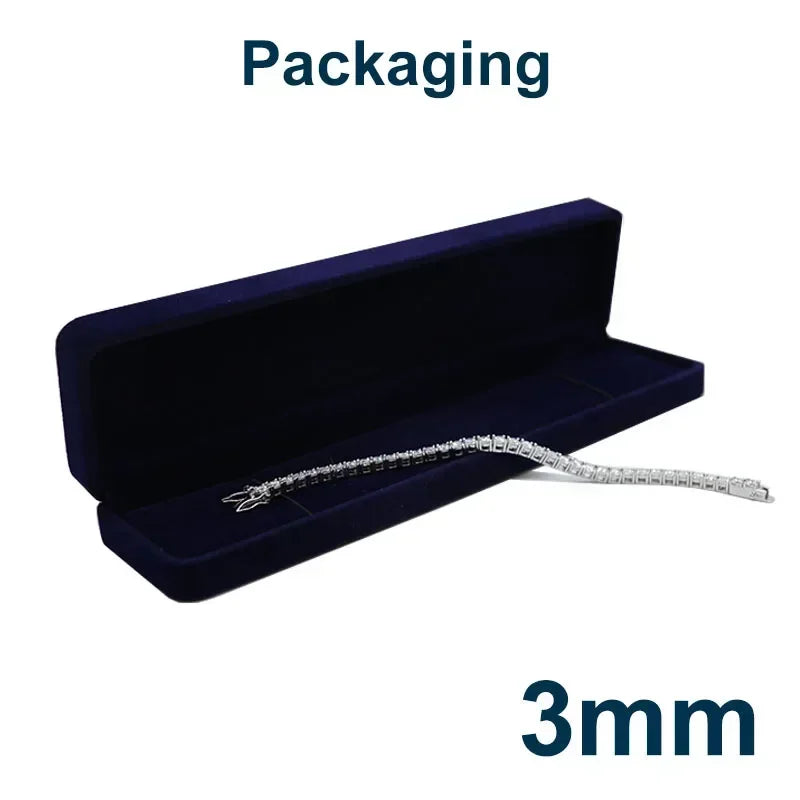 NeeTim 3mm 4mm Moissanite Tennis Bracelets 925 Sterling Silver Sparkling with Gold Plated Bracelet Fine Jewelry for Women Men