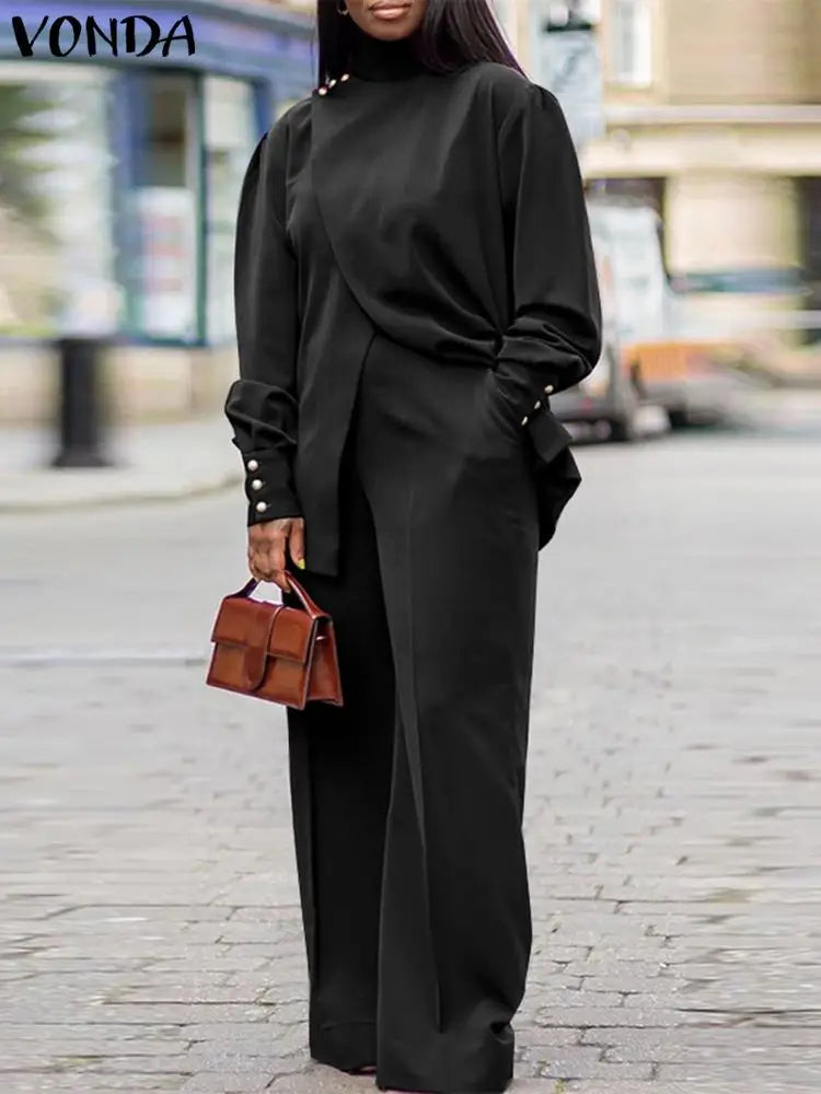 plus size autumn high neck suit