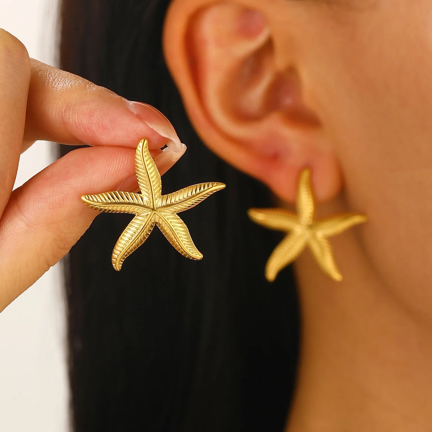 2025 New Stainless Steel Starfish Shell Earrings for Women Beach Vacation Style Luxury Thread Ear Dangle Jewelry Not Fading