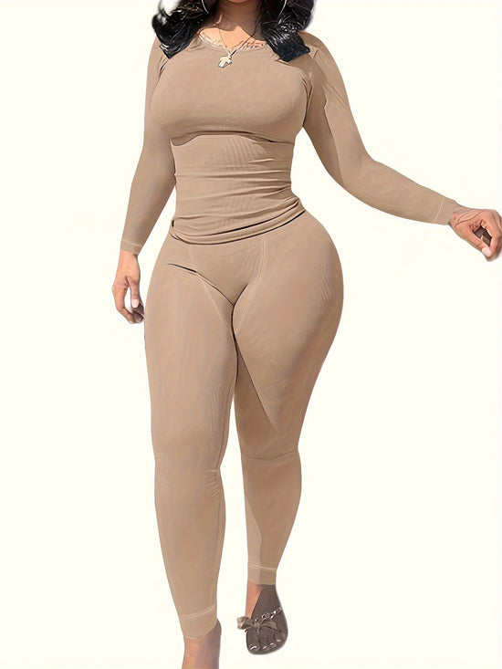 Women Clothing Long sleeves  and Leggings Set Exercise wear 2 Piece Set Women