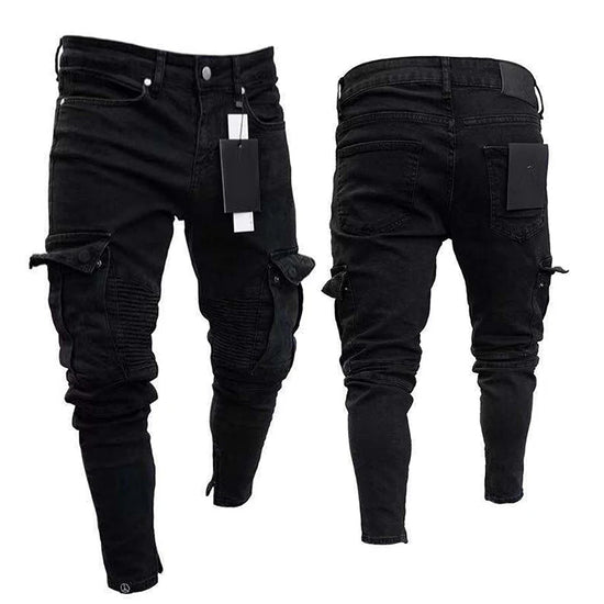Men s Stylish Cargo Jeans with  Fit Design and Multiple Pockets for Spring and Summer Streetwear Fashion