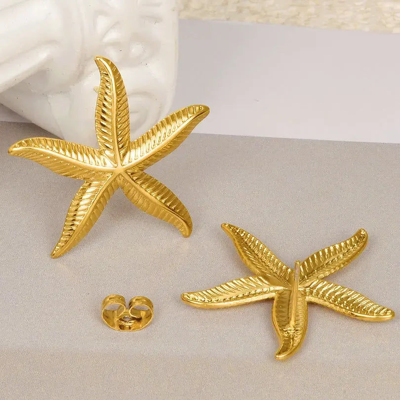 2025 New Stainless Steel Starfish Shell Earrings for Women Beach Vacation Style Luxury Thread Ear Dangle Jewelry Not Fading