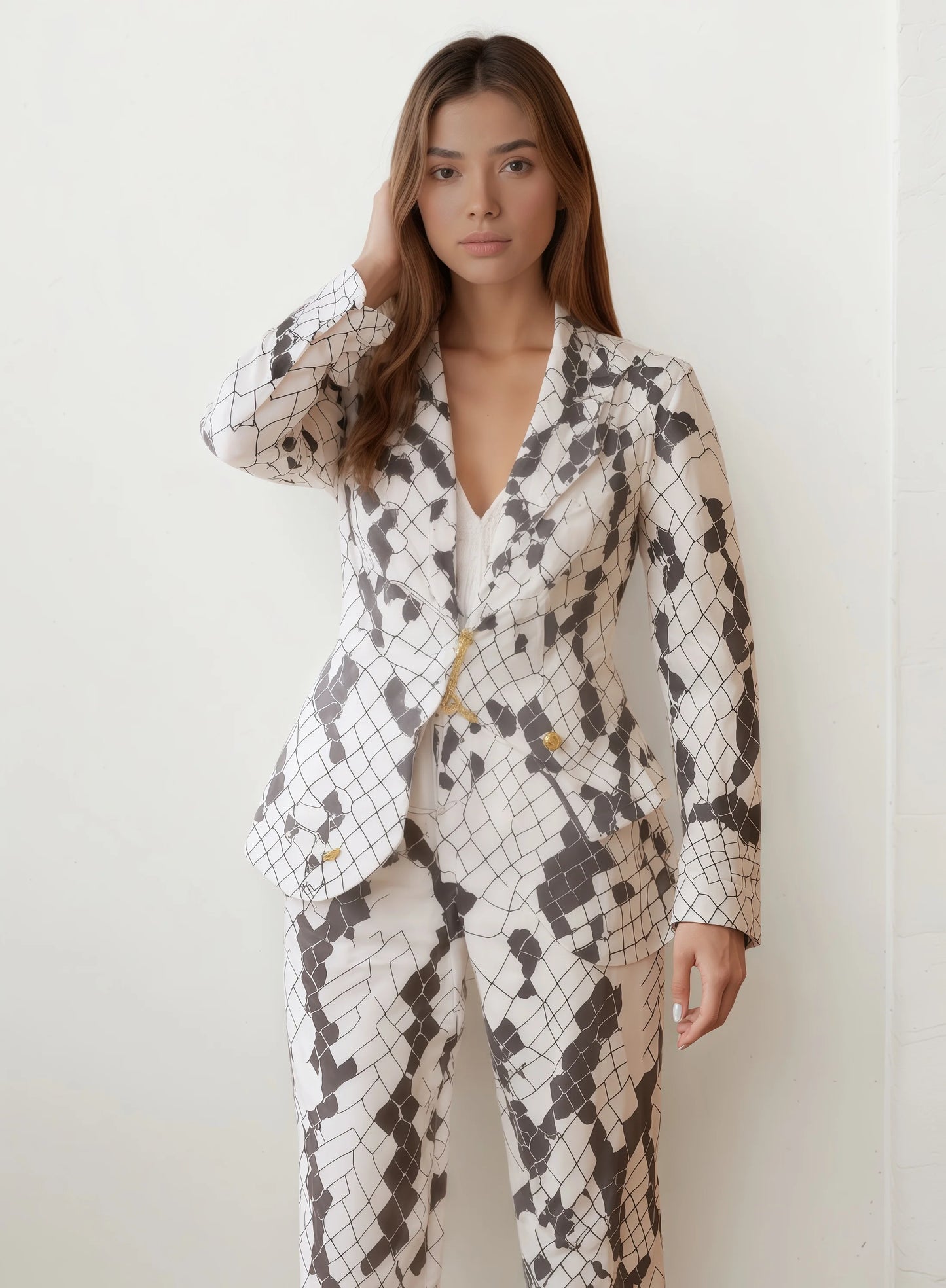 2025 New Casual Fashion Set Women's Suit Set Snake Skin Printed Set Elegant and Stylish Spring and Autumn Edition