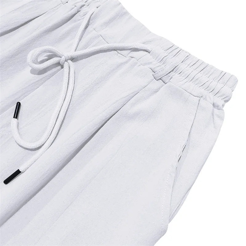 Men s Lightweight Linen Trousers with Adjustable Drawstring Waistband and Straight Leg Design for Comfortable Summer Wear