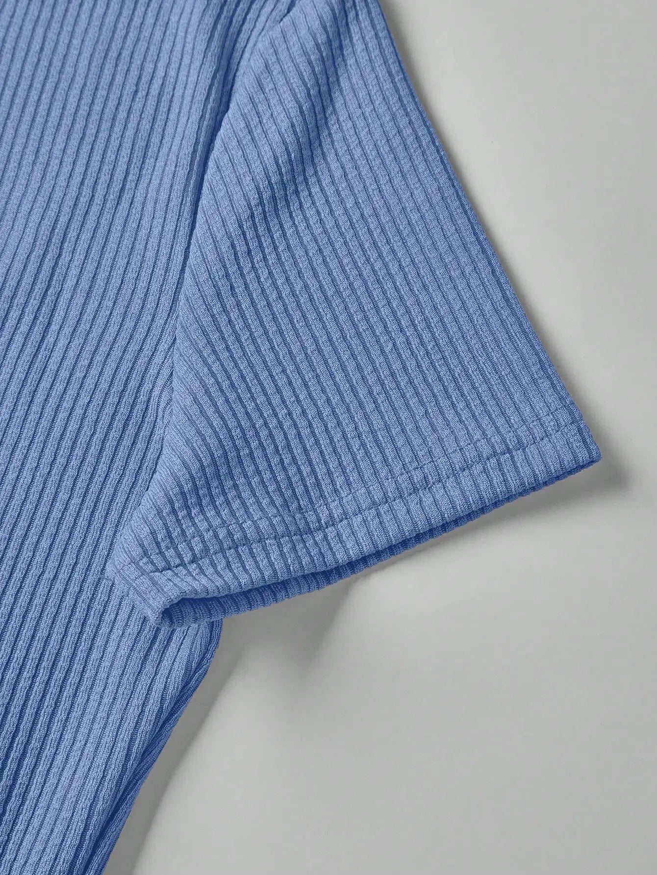 Women's Ribbed Knit Two-Piece Tracksuit - Short Sleeve Crop Top & High-Waisted Wide Leg Pants (Crewneck/Elastic Waist)