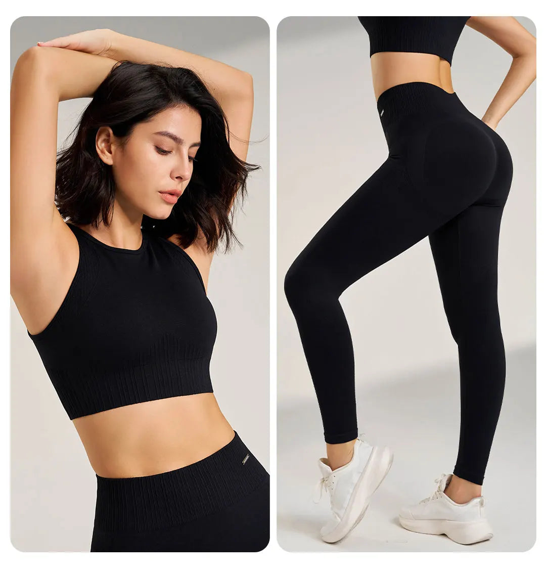 Yoga Clothing Set Women's High Waisted Leggings and Top Two Piece Seamless Fitness Exercise Clothing Fitness Underwear plus size