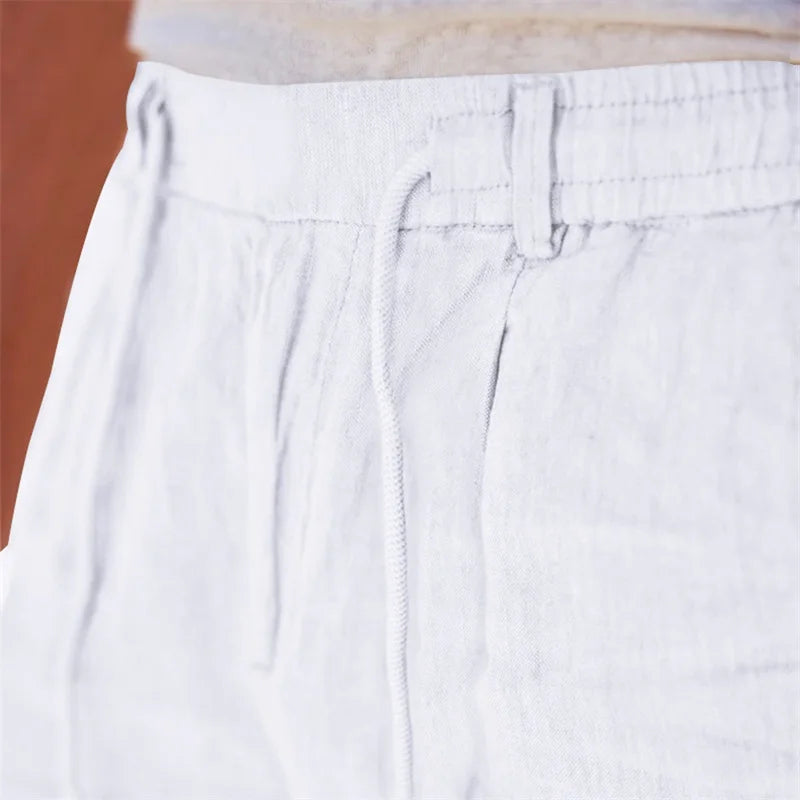 Men s Lightweight Linen Trousers with Adjustable Drawstring Waistband and Straight Leg Design for Comfortable Summer Wear