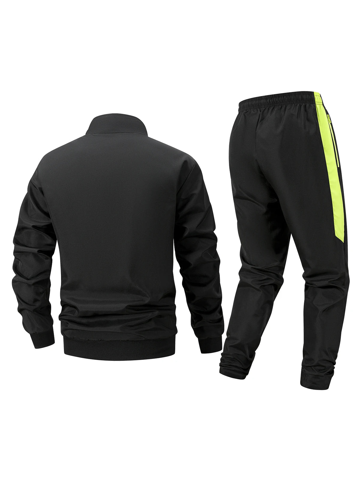 Men's Fishhook Print Tracksuit Set Stand Up Collar Jacket And Sweatpants Two Piece Set Casual Wear Fitness And Hiking Apparel