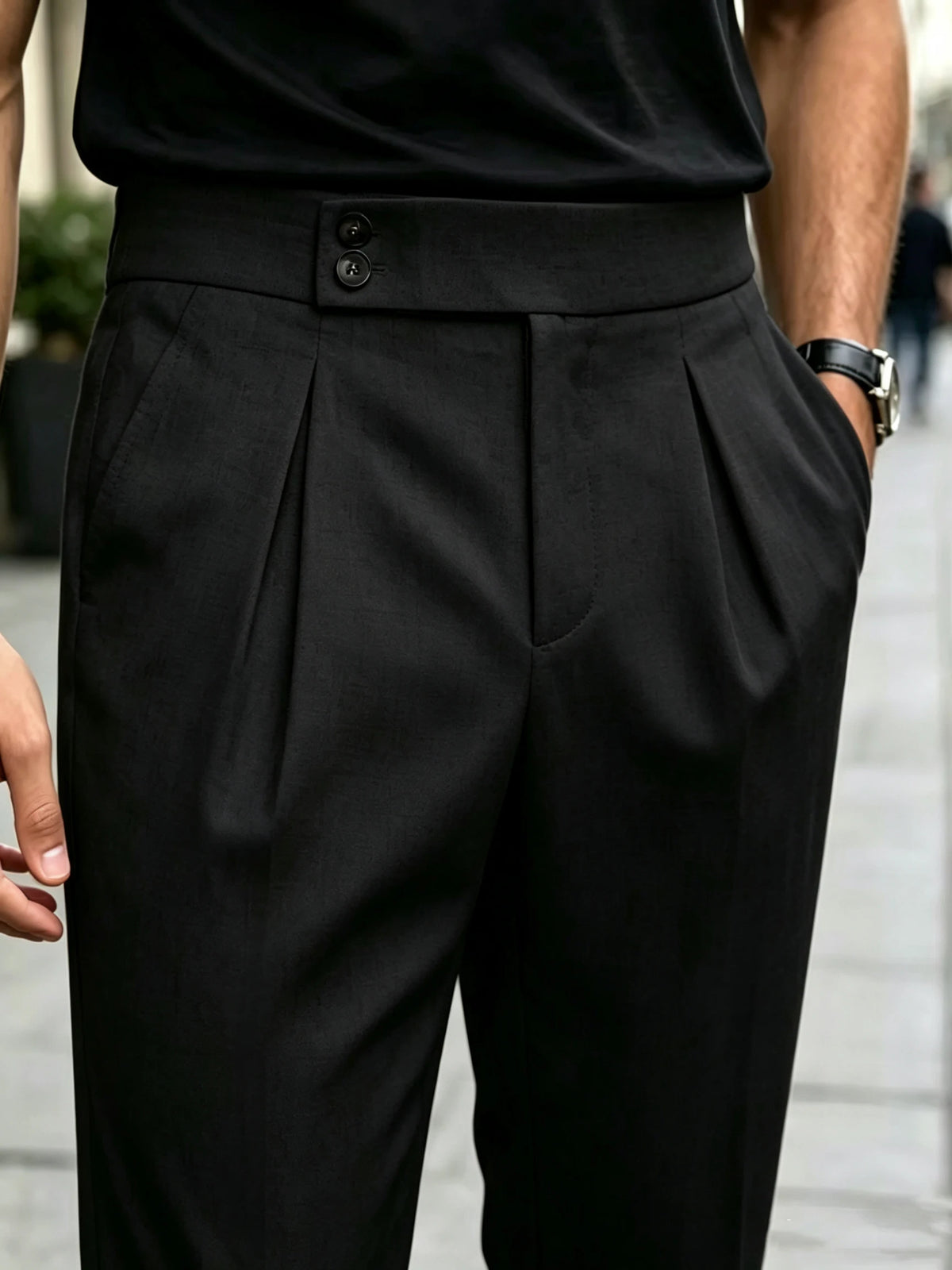 Summer Linen Solid Color Formal Pants Elastic Waist Loose Fit Pleated Slacks Comfortable Breathable Business Office Daily Wear