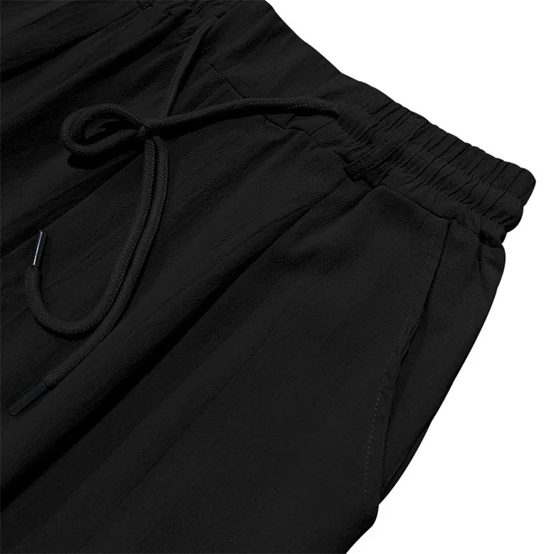 Men s Lightweight Linen Trousers with Adjustable Drawstring Waistband and Straight Leg Design for Comfortable Summer Wear