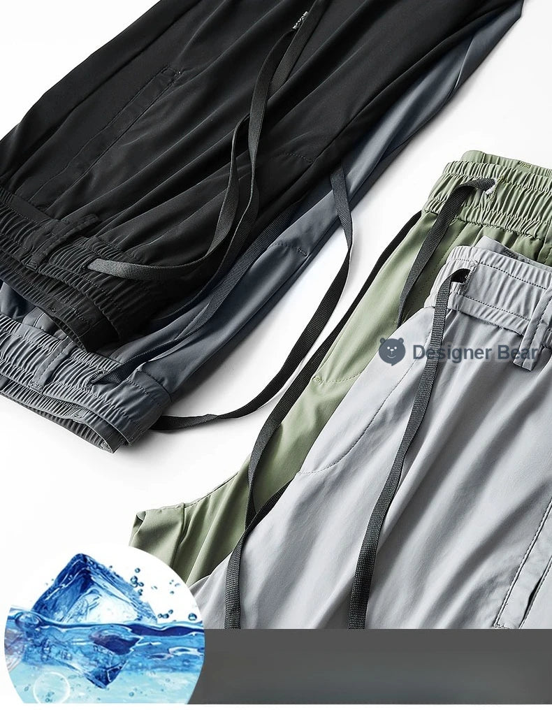 Summer Thin High Stretch Men's Casual Pants Straight Trousers Quick Dry Outdoor Jogging Running Work Sports Sweatpants for Man