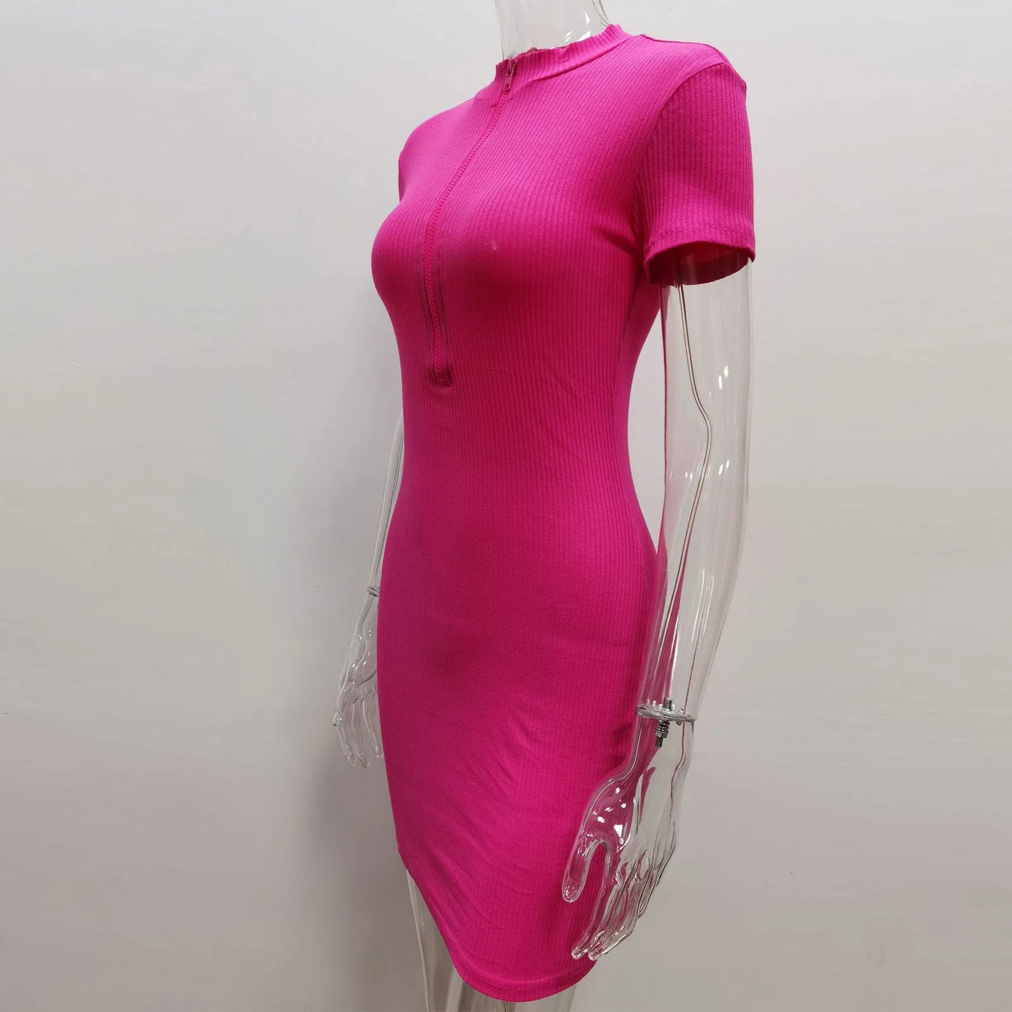 Sexy Sheath Women's Mini Dresses Solid Lace Turtleneck Slim Fit Bodycon Hollow Out Half Sleeves Streetwear Vestidos Robe