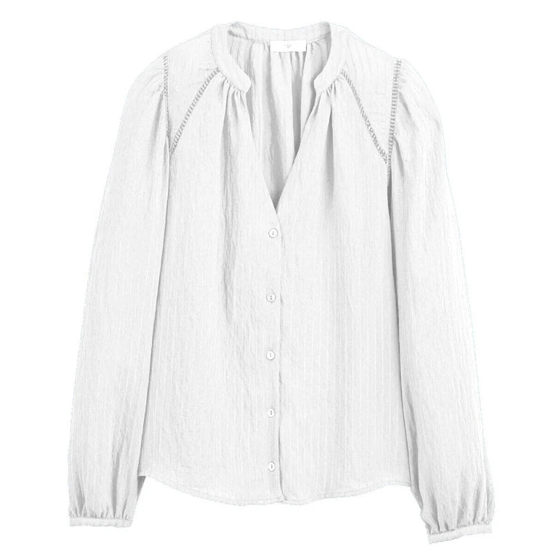 Urban Female V-neck Lapel Blouses 2025 Spring Long Sleeves Buttoned Split-Joint Solid Color Casual Fashion Shirts Tops