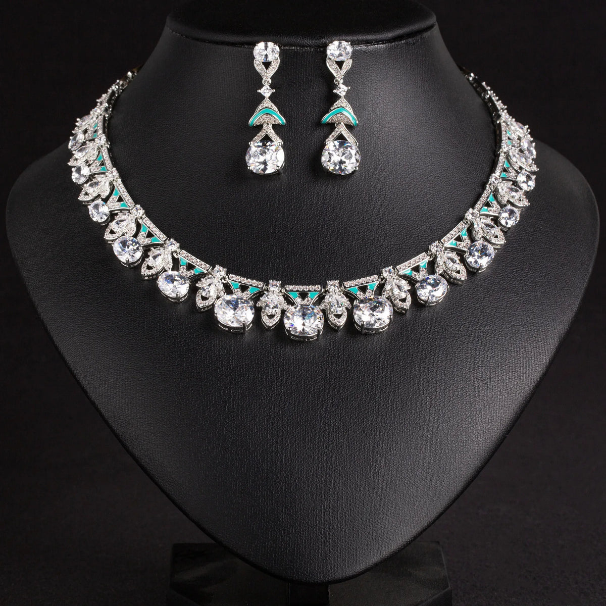 Fashion Hot Sale Luxury Heart Purple Necklace Earrings 2 Piece Women's Jewelry Set Wedding Bridal Travel Everyday Gift M-1042