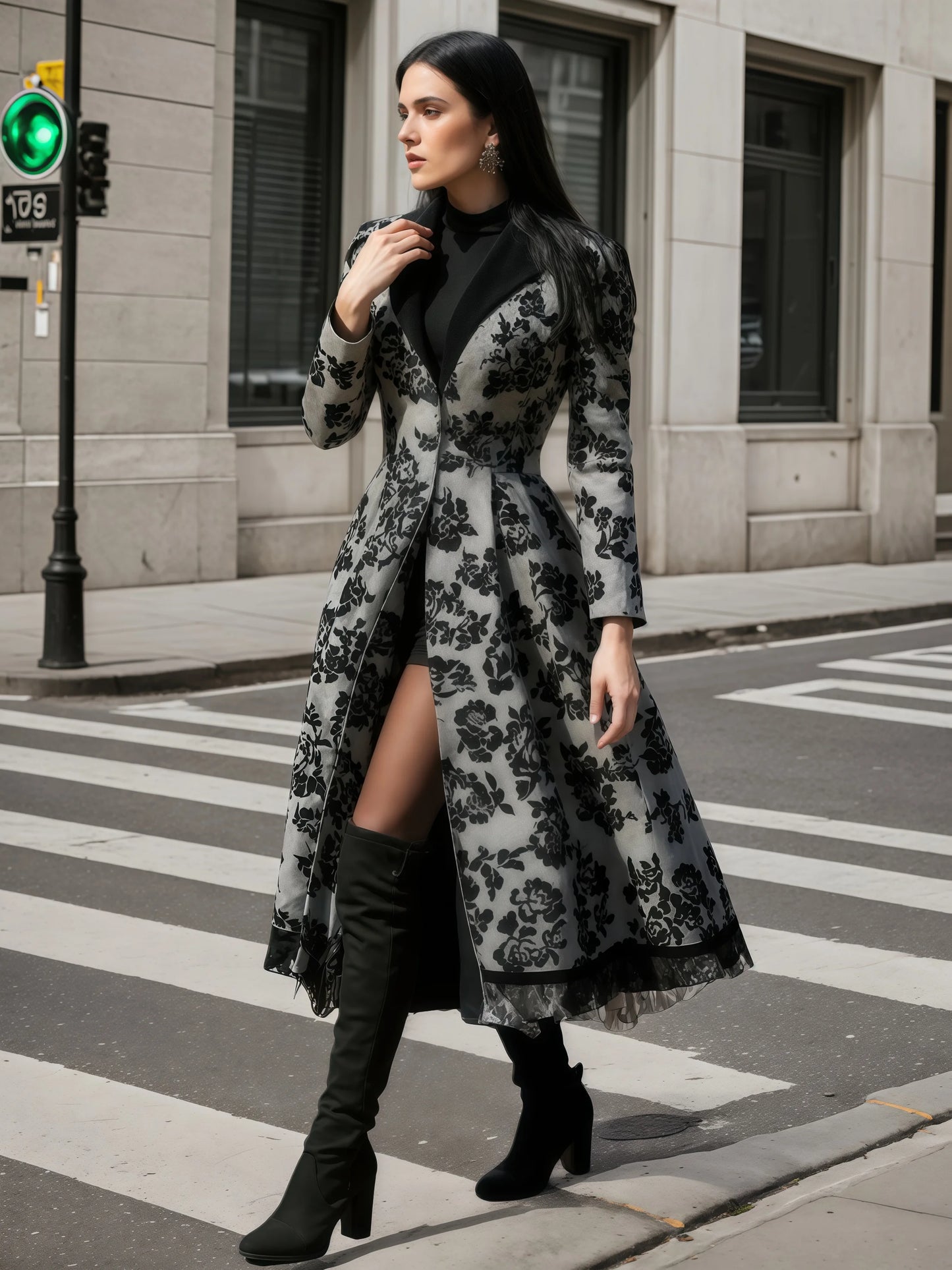 2025 new women's lace patchwork jacket plus size retro long windbreaker for women, casual street, autumn and winter styles