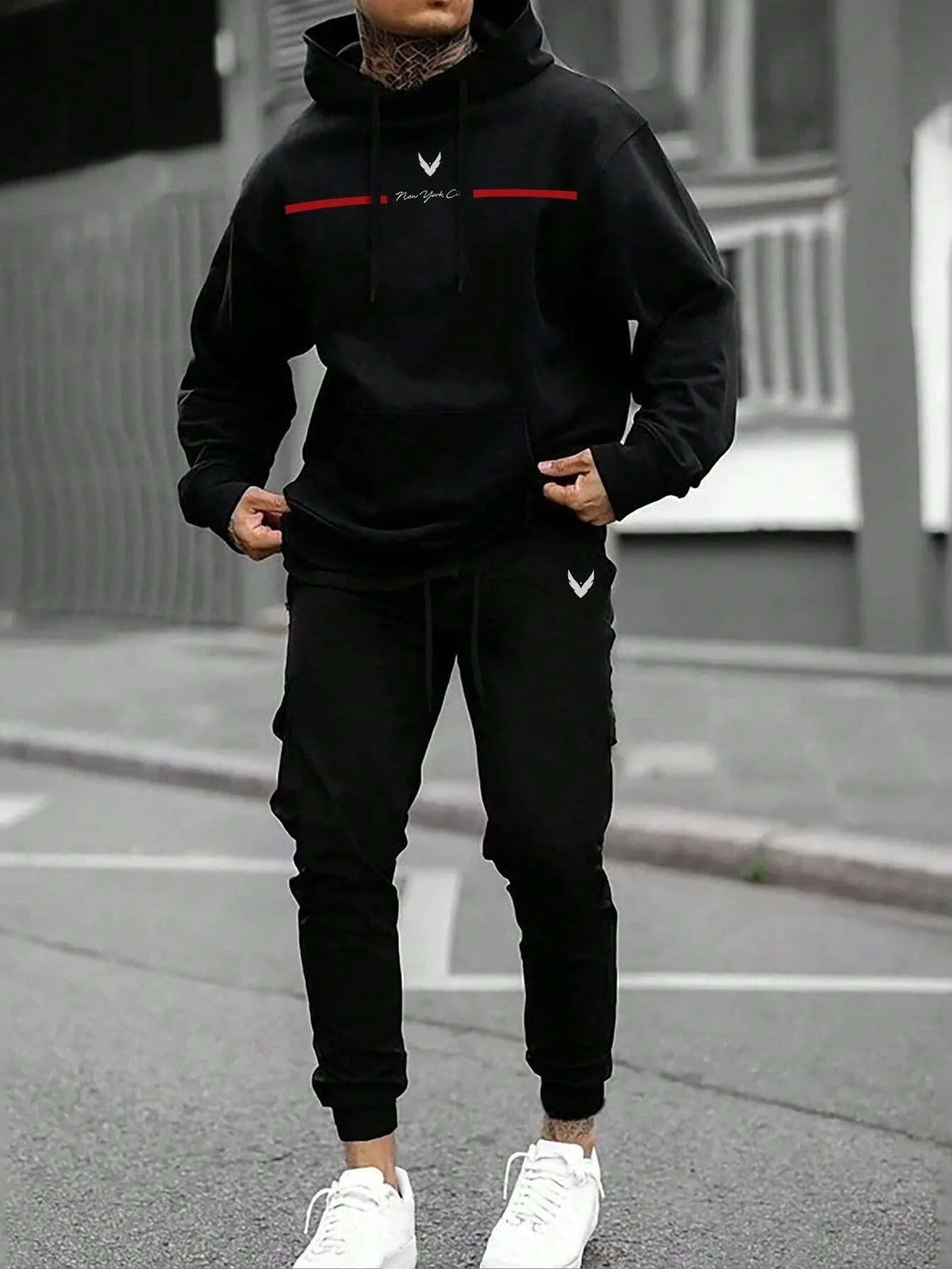 Autumn Winter Piece Set for men Drawstring Women's Tracksuit Hooded Suit Quality Comfortable Casual Pullover Fashion Daily