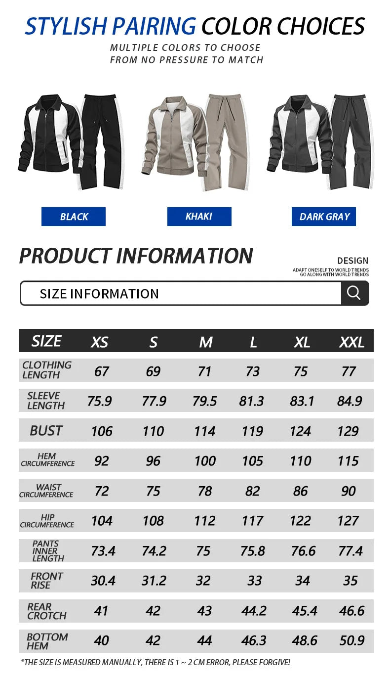 Men's Sportswear Set for Autumn 2026 Sports Jacket + Sports Pants Jogging Stylish Sports Suit Running Tracksuit 2 Piece Set
