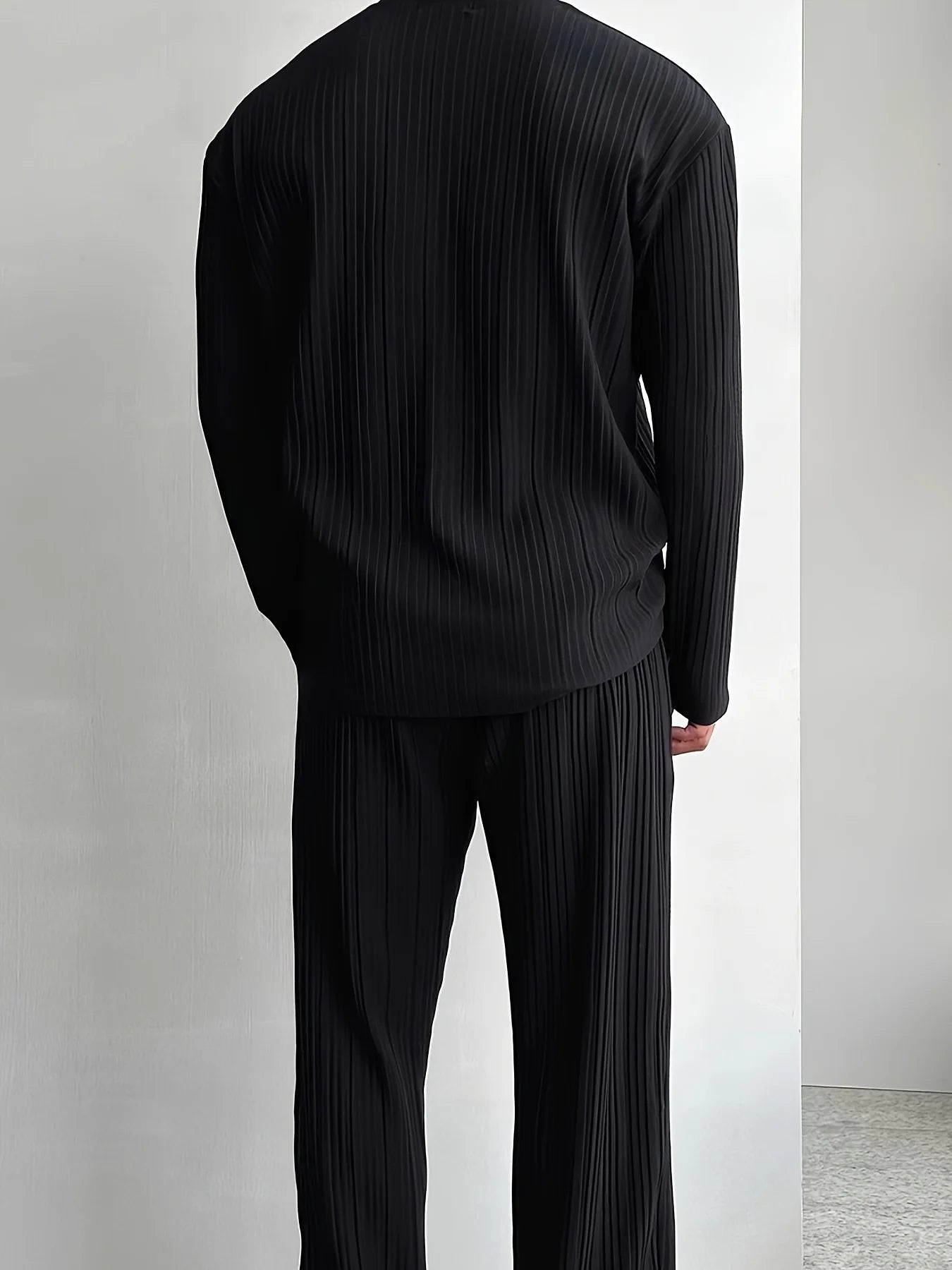 New men's commuter two-piece set, casual button-down shirt long sleeve pants cool men's summer suit - the best choice for casual