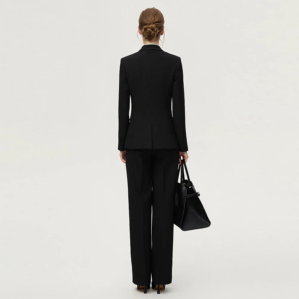Fashion Classic Long Sleeved Triple-Breasted Women's Suit Luxury Business Jacket Two-Piece Set High-End And Elegant Slim Style