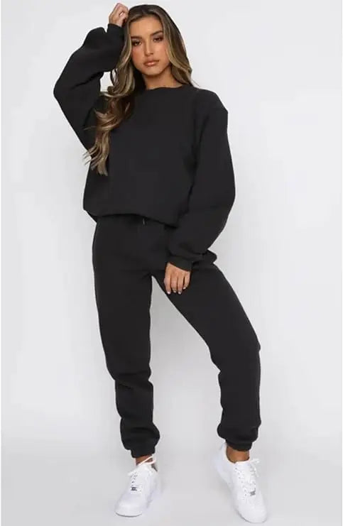 Casual Sets for Women 2 Piece Sweatsuit Outfits Long Sleeve Simple Commuting Pants Set Tracksuit