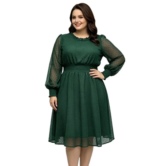 Plus Size Full Sleeve O Neck Maxi Elegant Dresses For Women