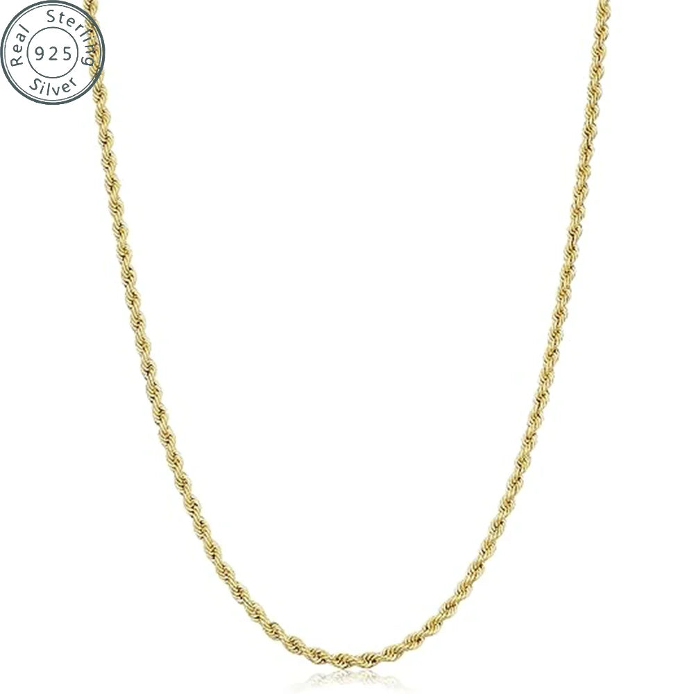 2，3，5mm Gold Rope Chain for Men & Women 18k Real Gold Plated Diamond Cut Gold Necklace 18 to 24 Inch