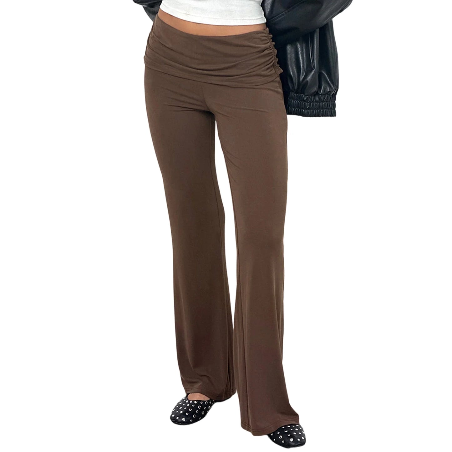 Women s High Waisted Wide Leg Pants Elegant Flare Trousers for Formal Events and Office Wear