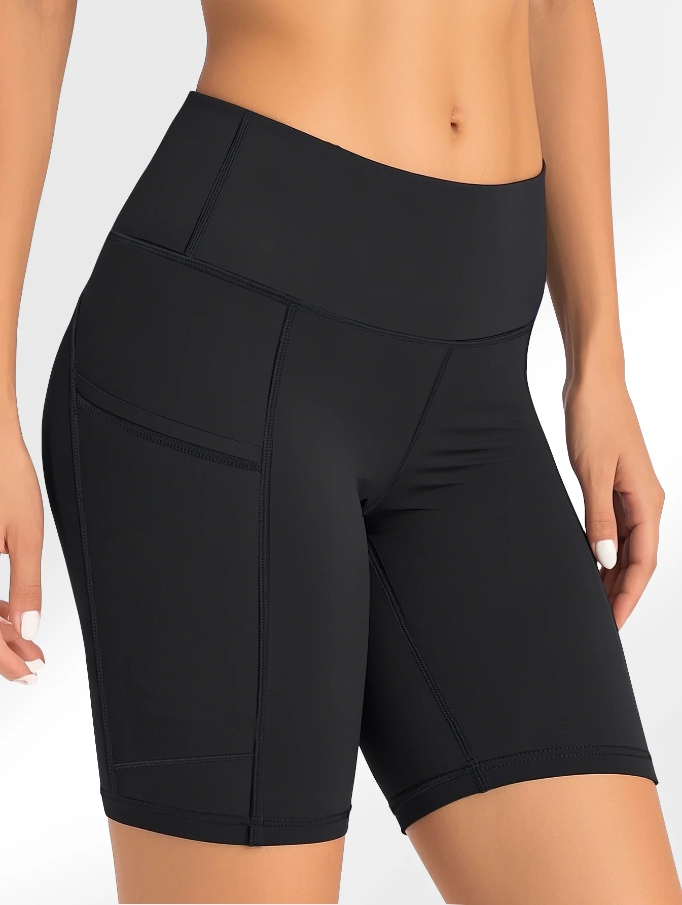 Women's sports leggings; fitness running shorts; breathable sports yoga leggings; with pockets, 5PCS