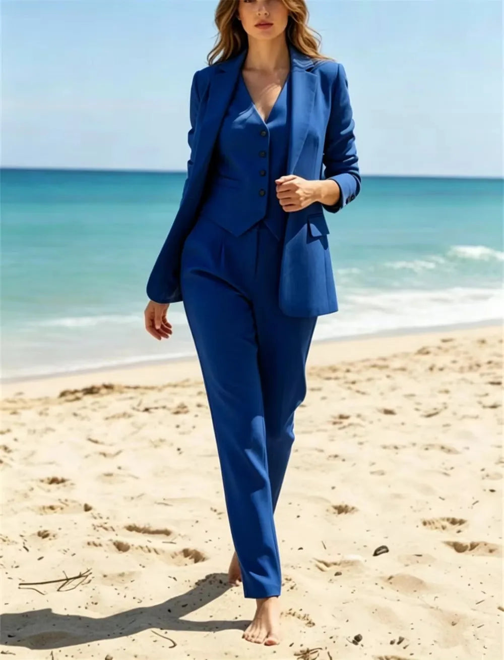 Elegant Women's Suit 3 Pieces Luxury Tailored Women Pantsuits Office Lady Blazer Set Formal Wedding Suits(Jacket+Vest+Pants)