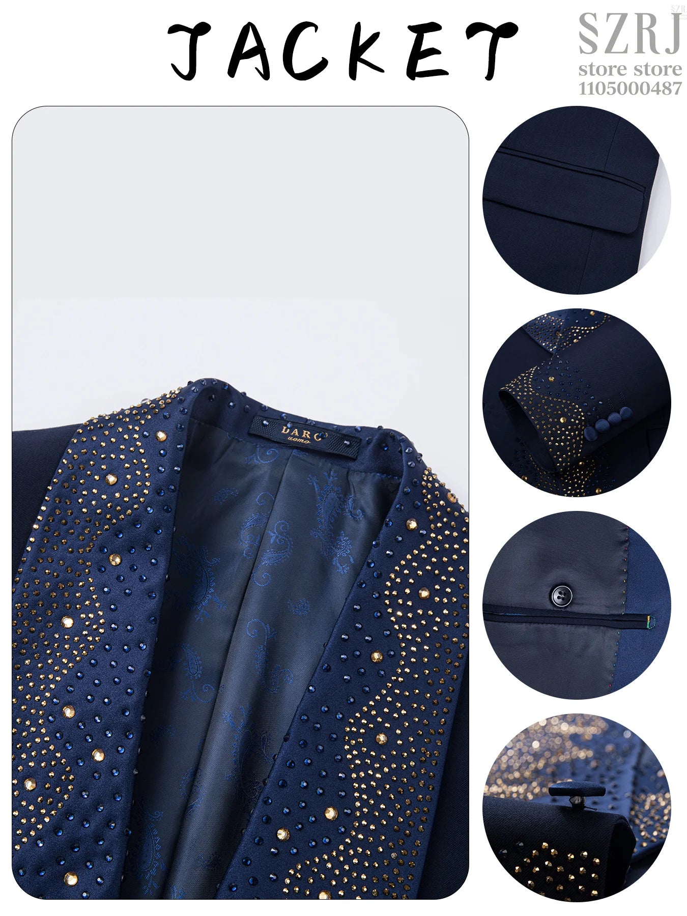 Men's 3 - Piece Suit Set, Featuring Decorative Lapel Design, Includes Jacket, Vest & Pants, Ideal for Formal Occasions，Wedding