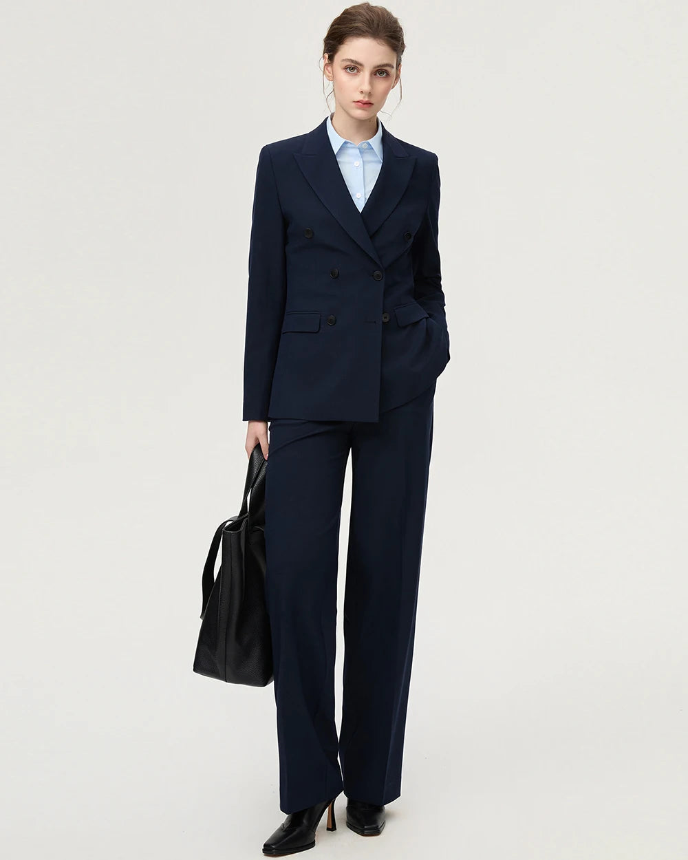 Fashion Classic Long Sleeved Triple-Breasted Women's Suit Luxury Business Jacket Two-Piece Set High-End And Elegant Slim Style