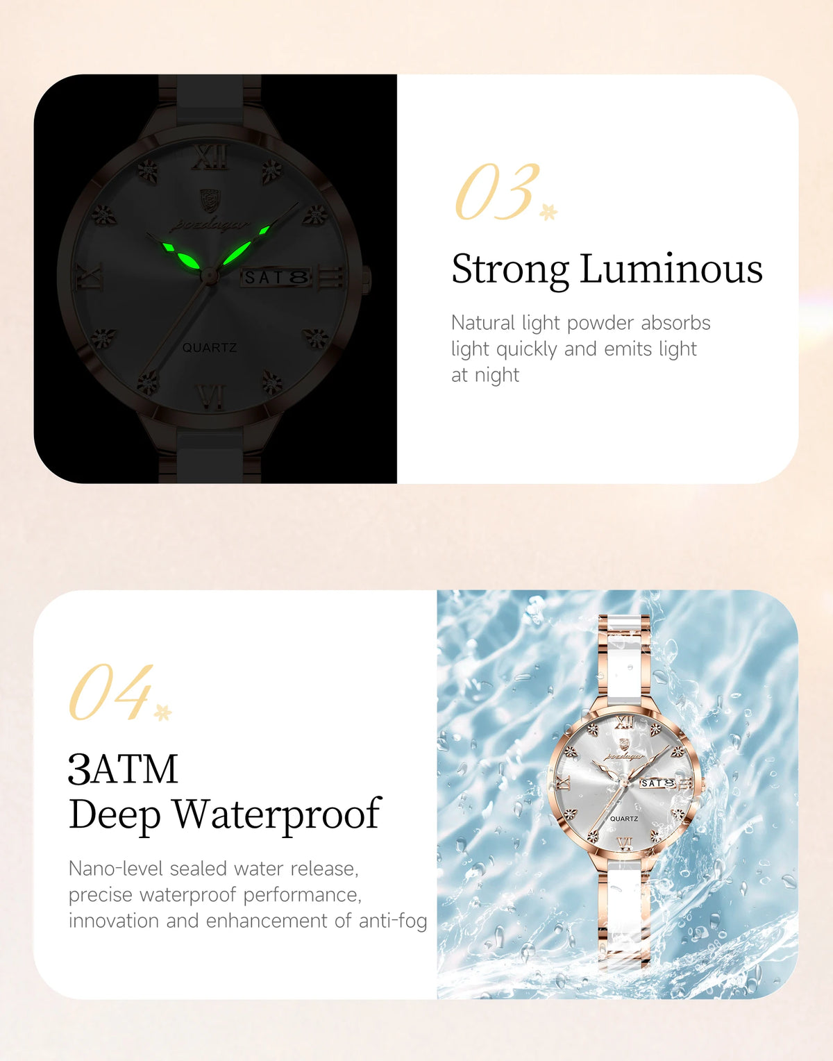 POEDAGAR Luxury Fashion Women Wristwatch Waterproof Week Date Quartz Ladies Watch Stainless Steel Elegant Watches For Woman Gift