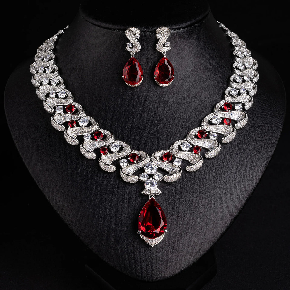HIBRIDE Popular European and American Style High-class Women's Jewelry Necklace Earring Set Holiday Wedding Daily Gift S-1138
