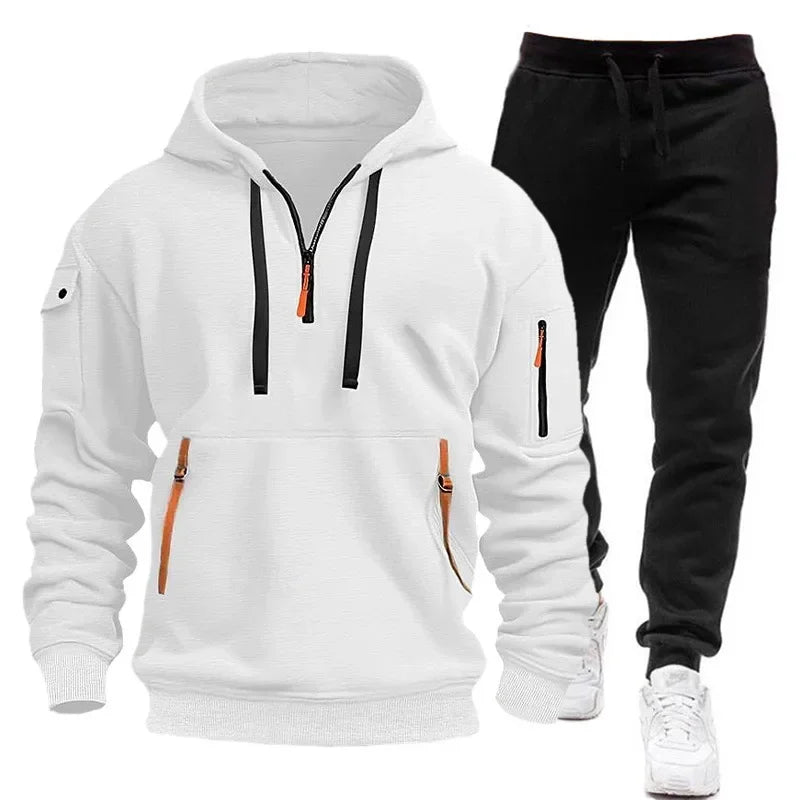 2026 Men's New Autumn and Winter Season Outdoor Leisure Fashion Sports Fitness Trend Hooded Sweatshirt Casual Pants Set