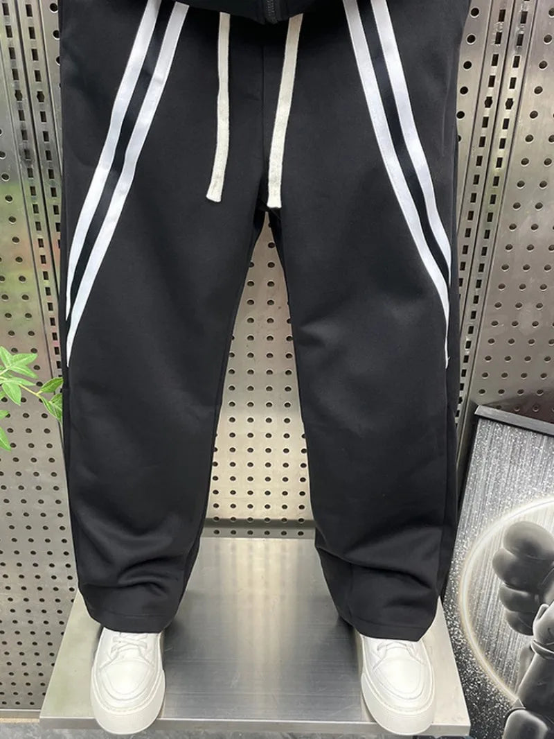 New Men Lapel Collar Zipper Tops Wide Leg Pants Sports Tracksuit Outdoor Jogging Running Set Mixed Colors Two Piece Training Set