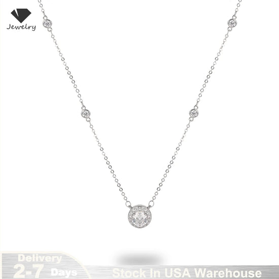 1CT Moissanite Necklace for Women Certified 925 Sterling Silver Sparkling Lab Diamond Pendant Chain Party Jewelry GRA USA Stock